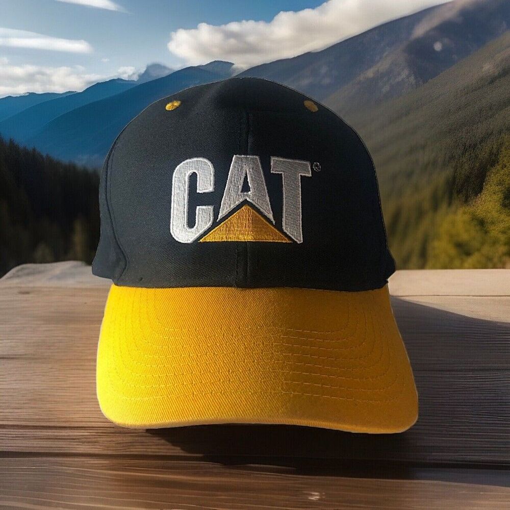 CAT -Caterpillar Black & Yellow Trucker Snapback Cap NWOT